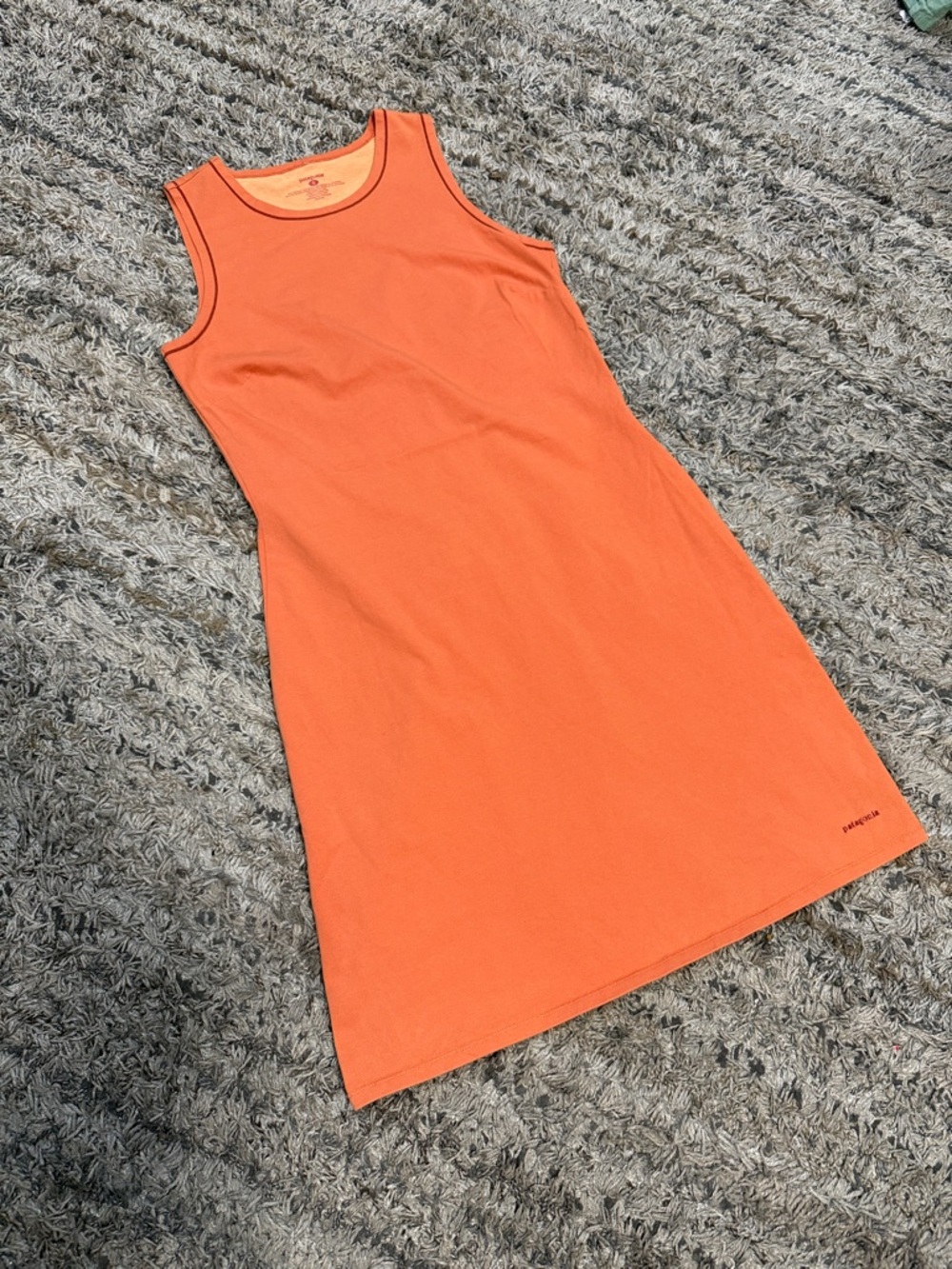 Patagonia women’s 63% organic cotton Orange Tank Dress sz Small